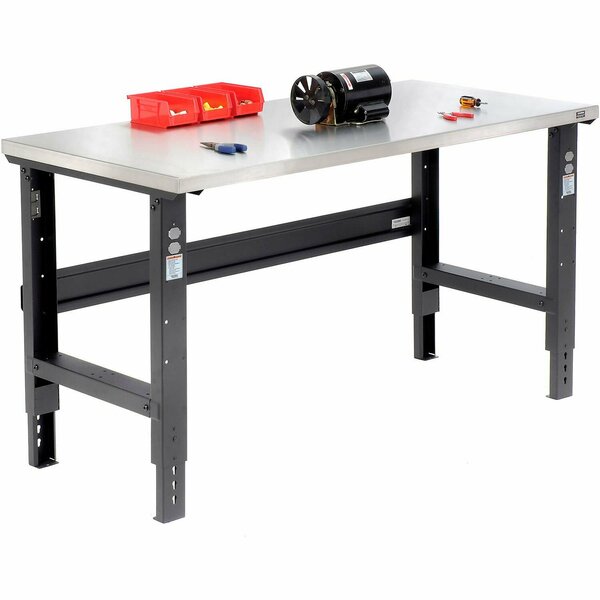 Global Industrial 60x30 Adj. Height Workbench C-Channel Leg, Stainless Steel Square Edge Black 239125BK